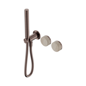 Nero Serenity Progressive Shower System With Rome Travertine Handle And Slim Shower Brushed Bronze - 24E021BZ