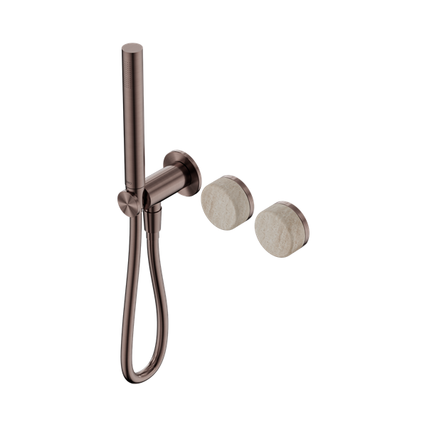 Nero Serenity Progressive Shower System With Rome Travertine Handle And Slim Shower Brushed Bronze - 24E021BZ