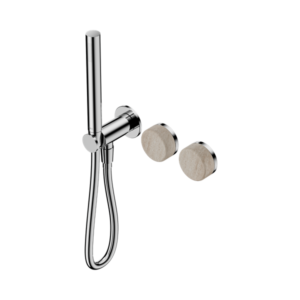 Nero Serenity Progressive Shower System With Rome Travertine Handle And Slim Shower Chrome - 24E021CH