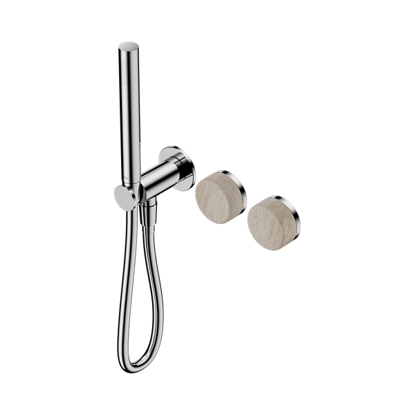 Nero Serenity Progressive Shower System With Rome Travertine Handle And Slim Shower Chrome - 24E021CH