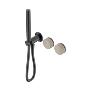 Nero Serenity Progressive Shower System With Rome Travertine Handle And Slim Shower Gun Metal - 24E021GM
