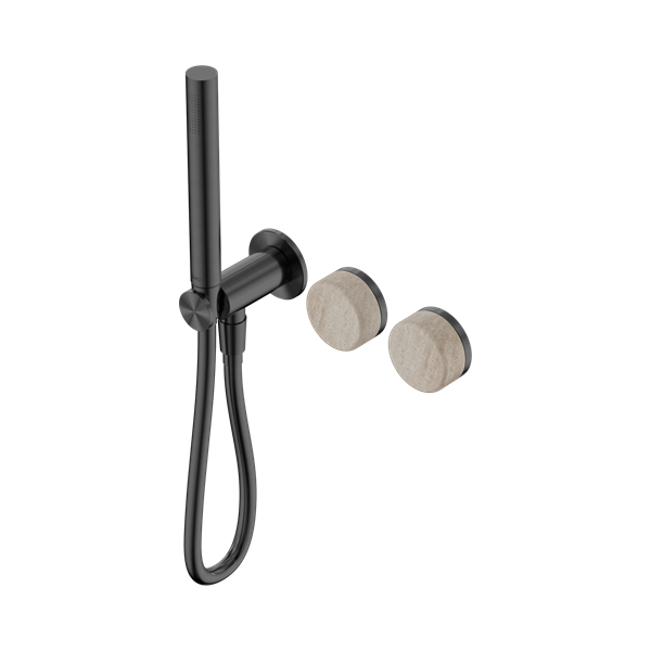 Nero Serenity Progressive Shower System With Rome Travertine Handle And Slim Shower Gun Metal - 24E021GM
