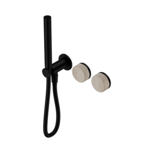 Nero Serenity Progressive Shower System With Rome Travertine Handle And Slim Shower Matte Black - 24E021MB