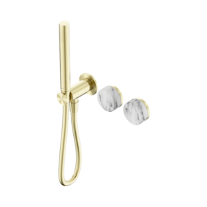 Nero Serenity Progressive Shower System With Arabescato Corchia Handle And Slim Shower Brushed Gold - 24E022BG