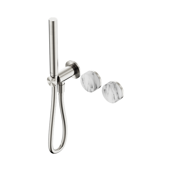 Nero Serenity Progressive Shower System With Arabescato Corchia Handle And Slim Shower Brushed Nickel - 24E022BN