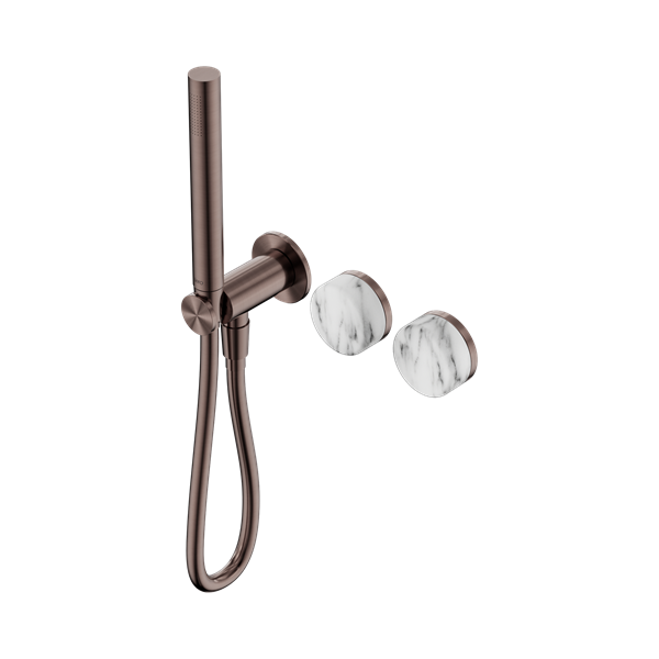 Nero Serenity Progressive Shower System With Arabescato Corchia Handle And Slim Shower Brushed Bronze - 24E022BZ