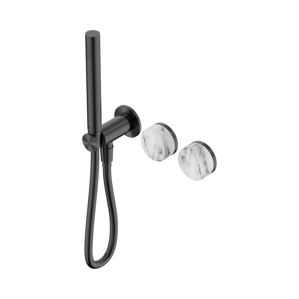 Nero Serenity Progressive Shower System With Arabescato Corchia Handle And Slim Shower Gun Metal - 24E022GM