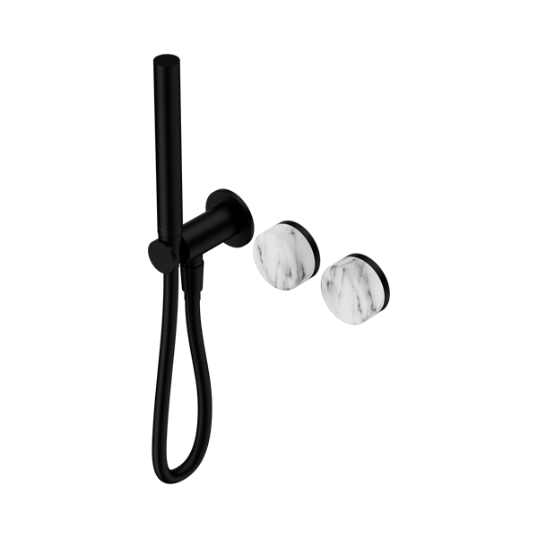 Nero Serenity Progressive Shower System With Arabescato Corchia Handle And Slim Shower Matte Black - 24E022MB