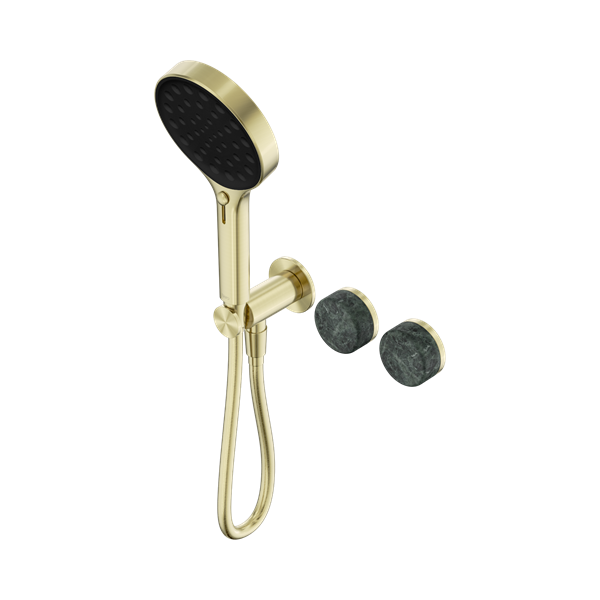 Nero Serenity Progressive Shower System With Verde Alpi Handle And Serenity Hand Shower Brushed Gold - 24E026BG