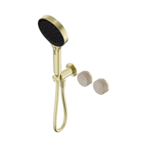 Nero Serenity Progressive Shower System With Rome Travertine Handle And Serenity Hand Shower Brushed Gold - 24E027BG