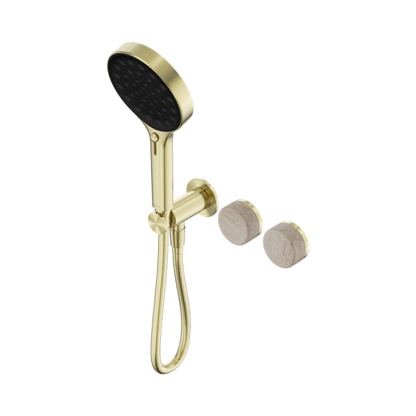Nero Serenity Progressive Shower System With Rome Travertine Handle And Serenity Hand Shower Brushed Gold - 24E027BG