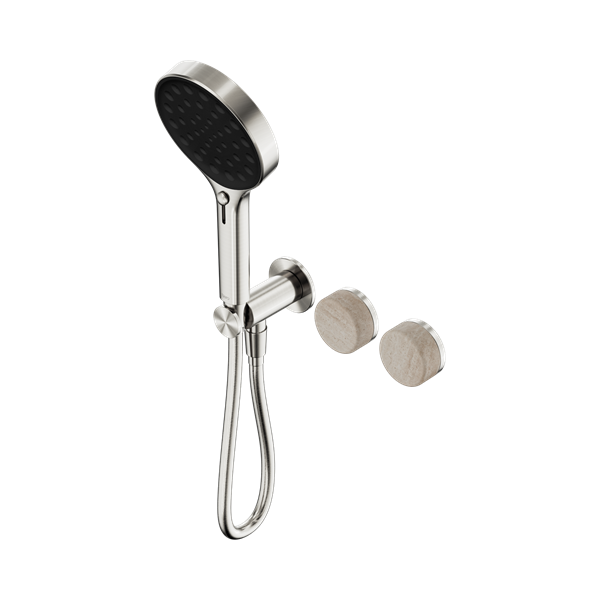 Nero Serenity Progressive Shower System With Rome Travertine Handle And Serenity Hand Shower Brushed Nickel - 24E027BN