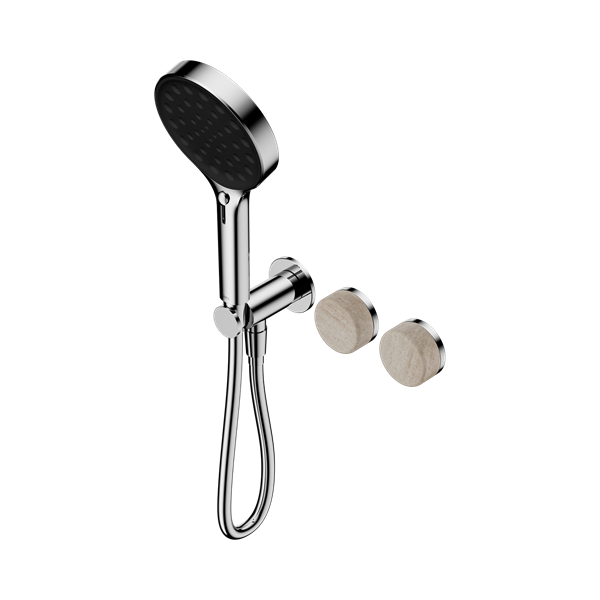 Nero Serenity Progressive Shower System With Rome Travertine Handle And Serenity Hand Shower Chrome - 24E027CH