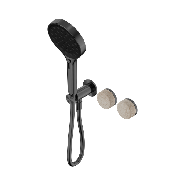 Nero Serenity Progressive Shower System With Rome Travertine Handle And Serenity Hand Shower Gun Metal - 24E027GM