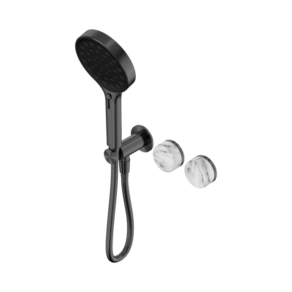 Nero Serenity Progressive Shower System With Arabescato Corchia Handle And Serenity Hand Shower Gun Metal - 24E028GM