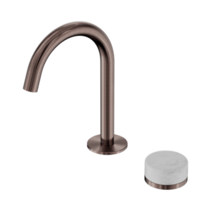 Nero Serenity Progressive Basin Mixer Arc Spout With Carrara Handle Brushed Bronze - 24E031BZ