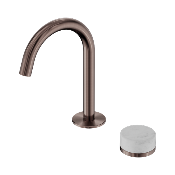 Nero Serenity Progressive Basin Mixer Arc Spout With Carrara Handle Brushed Bronze - 24E031BZ