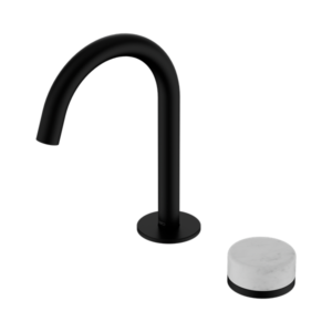 Nero Serenity Progressive Basin Mixer Arc Spout With Carrara Handle Matte Black - 24E031MB