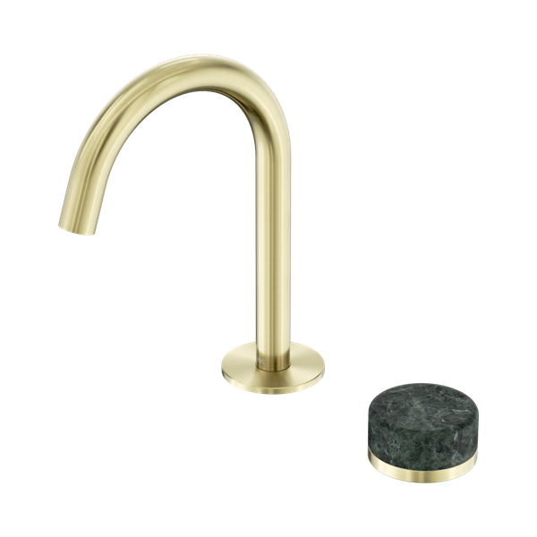 Nero Serenity Progressive Basin Mixer Arc Spout With Verde Alpi Handle Brushed Gold - 24E032BG