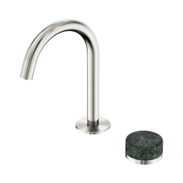 Nero Serenity Progressive Basin Mixer Arc Spout With Verde Alpi Handle Brushed Nickel - 24E032BN