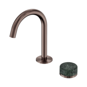 Nero Serenity Progressive Basin Mixer Arc Spout With Verde Alpi Handle Brushed Bronze - 24E032BZ