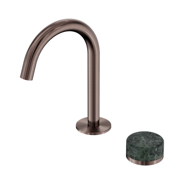 Nero Serenity Progressive Basin Mixer Arc Spout With Verde Alpi Handle Brushed Bronze - 24E032BZ