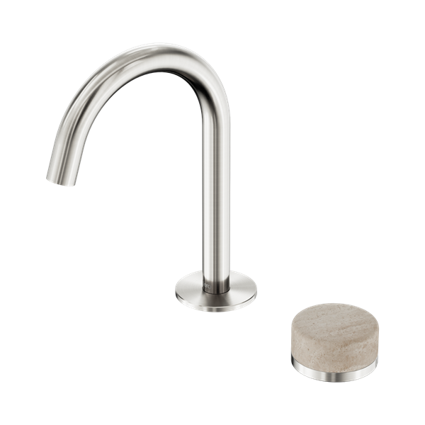 Nero Serenity Progressive Basin Mixer Arc Spout With Rome Travertine Handle Brushed Nickel - 24E033BN