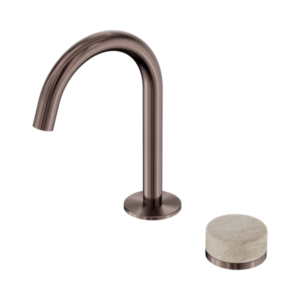 Nero Serenity Progressive Basin Mixer Arc Spout With Rome Travertine Handle Brushed Bronze - 24E033BZ
