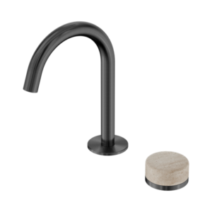 Nero Serenity Progressive Basin Mixer Arc Spout With Rome Travertine Handle Gun Metal - 24E033GM