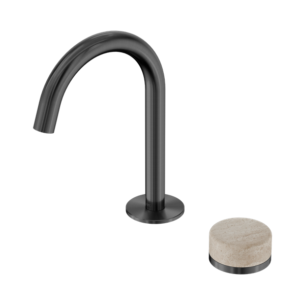 Nero Serenity Progressive Basin Mixer Arc Spout With Rome Travertine Handle Gun Metal - 24E033GM