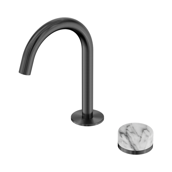 Nero Serenity Progressive Basin Mixer Arc Spout With Arabescato Corchia Handle Gun Metal - 24E034GM