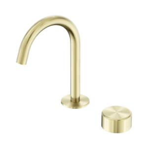 Nero Serenity Progressive Basin Mixer Arc Spout With Metal Handle Brushed Gold - 24E036BG