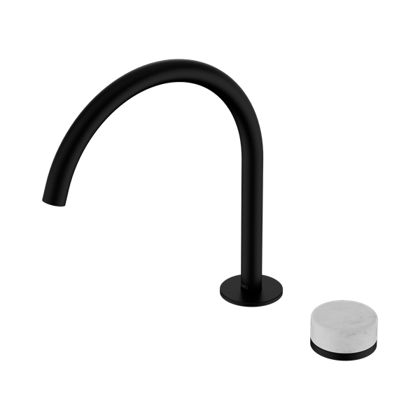 Nero Serenity Progressive Bath/Kitchen Mixer Arc Spout With Carrara Handle Matte Black - 24E037MB