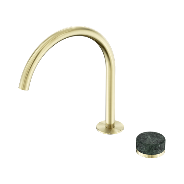 Nero Serenity Progressive Bath/Kitchen Mixer Arc Spout With Verde Alpi Handle Brushed Gold - 24E038BG
