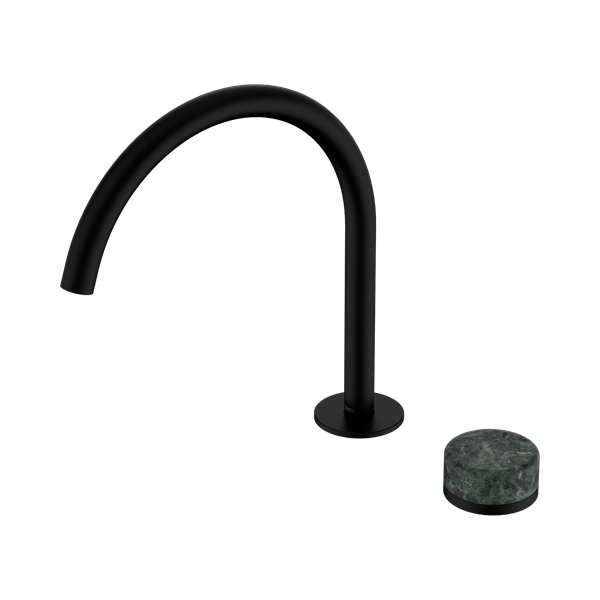 Nero Serenity Progressive Bath/Kitchen Mixer Arc Spout With Verde Alpi Handle Matte Black - 24E038MB