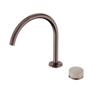 Nero Serenity Progressive Bath/Kitchen Mixer Arc Spout With Rome Travertine Handle Brushed Bronze - 24E039BZ