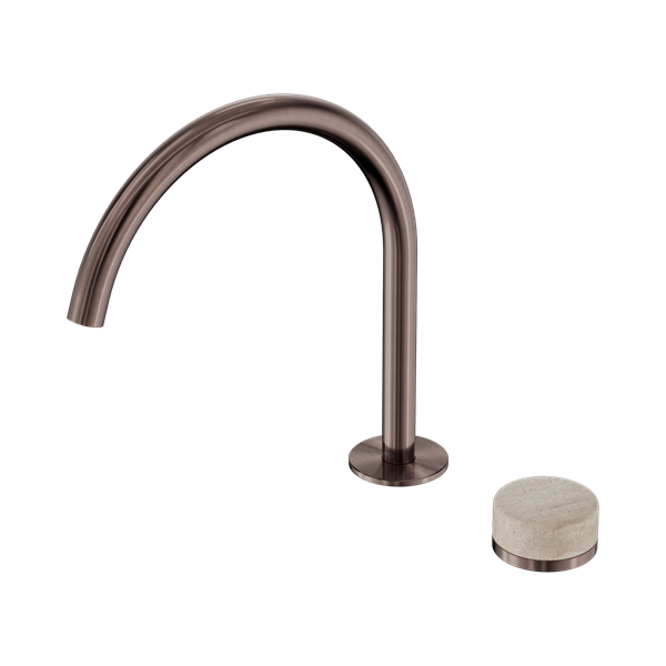 Nero Serenity Progressive Bath/Kitchen Mixer Arc Spout With Rome Travertine Handle Brushed Bronze - 24E039BZ