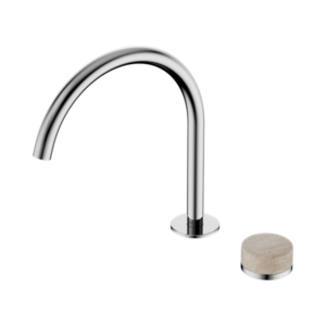 Nero Serenity Progressive Bath/Kitchen Mixer Arc Spout With Rome Travertine Handle Chrome - 24E039CH