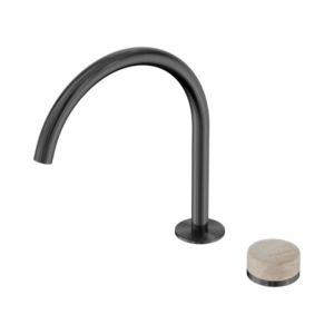 Nero Serenity Progressive Bath/Kitchen Mixer Arc Spout With Rome Travertine Handle Gun Metal - 24E039GM