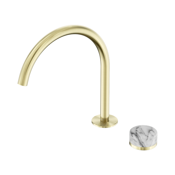 Nero Serenity Progressive Bath/Kitchen Mixer Arc Spout With Arabescato Corchia Handle Brushed Gold - 24E040BG