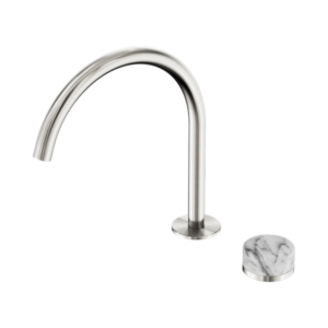 Nero Serenity Progressive Bath/Kitchen Mixer Arc Spout With Arabescato Corchia Handle Brushed Nickel - 24E040BN
