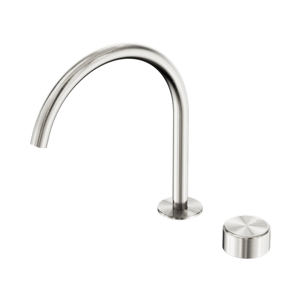 Nero Serenity Progressive Bath/Kitchen Mixer Arc Spout With Metal Handle Brushed Nickel - 24E042BN