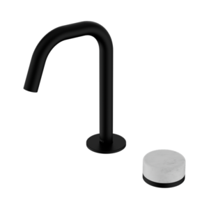 Nero Serenity Progressive Basin Mixer Edge Spout With Carrara Handle Matte Black - 24E043MB