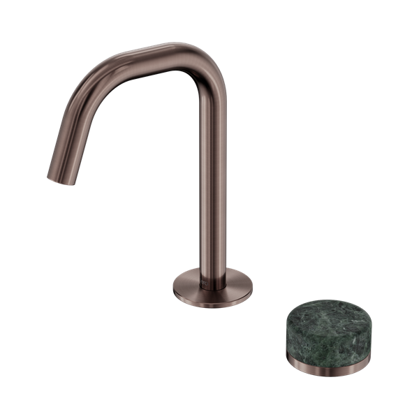 Nero Serenity Progressive Basin Mixer Edge Spout With Verde Alpi Handle Brushed Bronze - 24E044BZ