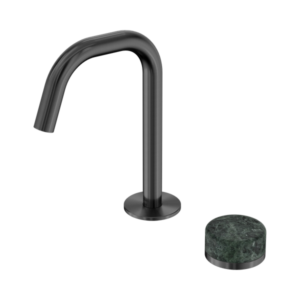 Nero Serenity Progressive Basin Mixer Edge Spout With Verde Alpi Handle Gun Metal - 24E044GM