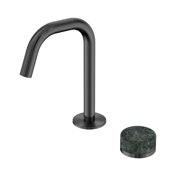 Nero Serenity Progressive Basin Mixer Edge Spout With Verde Alpi Handle Gun Metal - 24E044GM