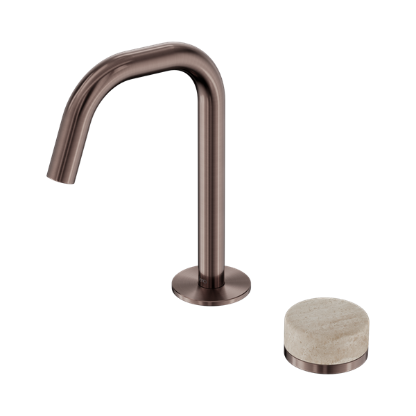 Nero Serenity Progressive Basin Mixer Edge Spout With Rome Travertine Handle Brushed Bronze - 24E045BZ