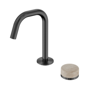 Nero Serenity Progressive Basin Mixer Edge Spout With Rome Travertine Handle Gun Metal - 24E045GM