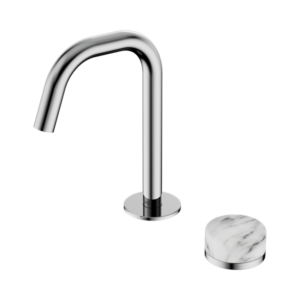 Nero Serenity Progressive Basin Mixer Edge Spout With Arabescato Corchia Handle Chrome - 24E046CH