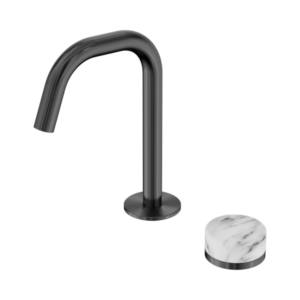 Nero Serenity Progressive Basin Mixer Edge Spout With Arabescato Corchia Handle Gun Metal - 24E046GM